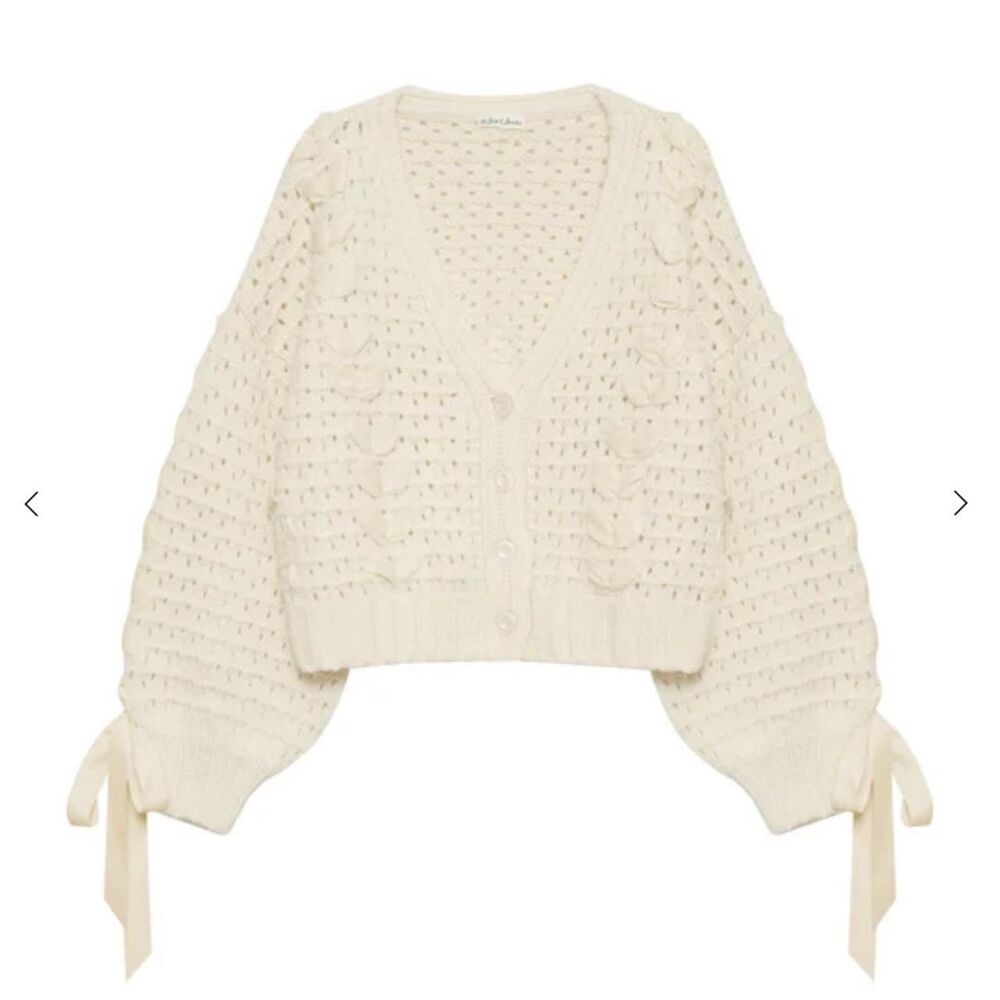 For-love-lemons Women's Cream and White Cardigan